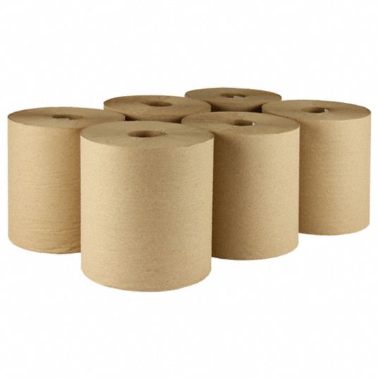 Tough Guy Paper Towel Roll, Tough Guy, Hardwound, Brown, 800 ft Roll Length, Pk 6 - 38x645, Size: 8 in
