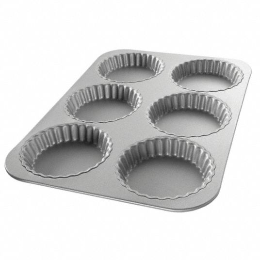 Chicago Metallic 25500 6 Compartment Silicone Glazed Fluted Tart Pan - 4  9/16 x 7/8 Cavities