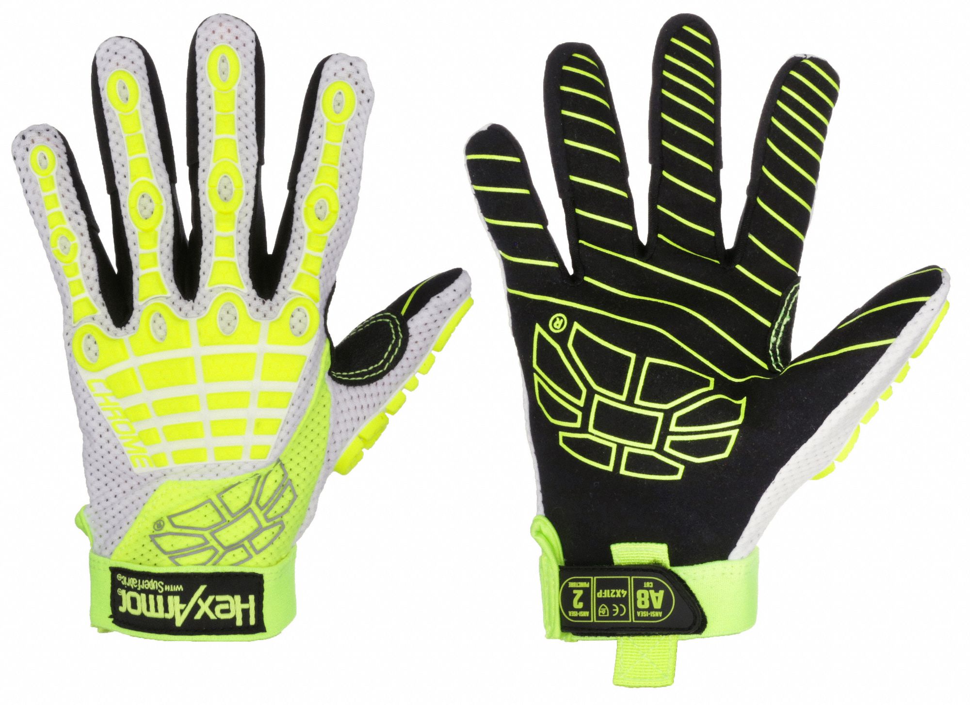 CUT-RESISTANT GLOVES, SIZE 3XL(12), WHITE/BLACK/YELLOW, SYNTHETIC LEATHER, PAIR