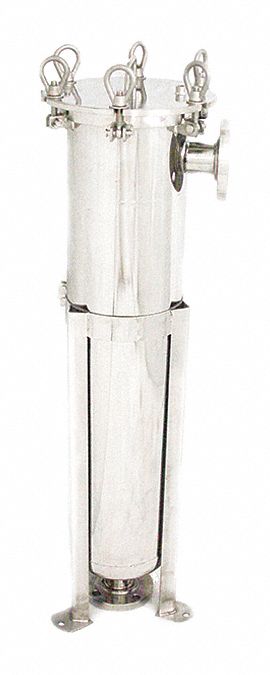 BAG FILTER HOUSING: 304 STAINLESS STEEL, BAG TRADE SIZE 2, 2 IN, FLANGED, 160 GPM, 150 PSI