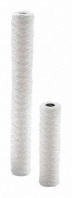 Water Filter Cartridge: 1 micron, String Wound, 10 gpm, Rayon, 2 7/16 in Outside Dia