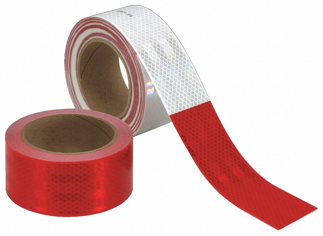 Reflective Tape: White, 2 in Wd, 4 in Lg, Acrylic, 100 PK