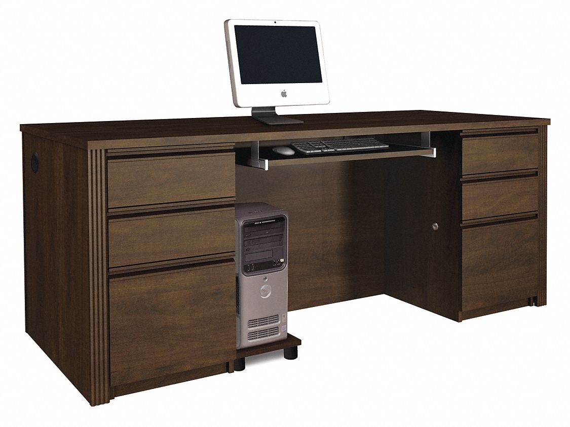 BESTAR Executive Desk, Chocolate, 2913/16 in. D 38XP749985069