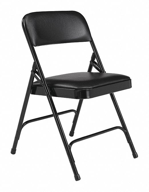 FOLDING CHAIR,VINYL,29-1/2IN H,BLACK,PK4