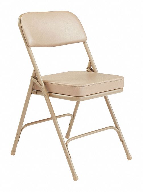 NATIONAL PUBLIC SEATING Beige Steel Folding Chair with Beige Seat Color