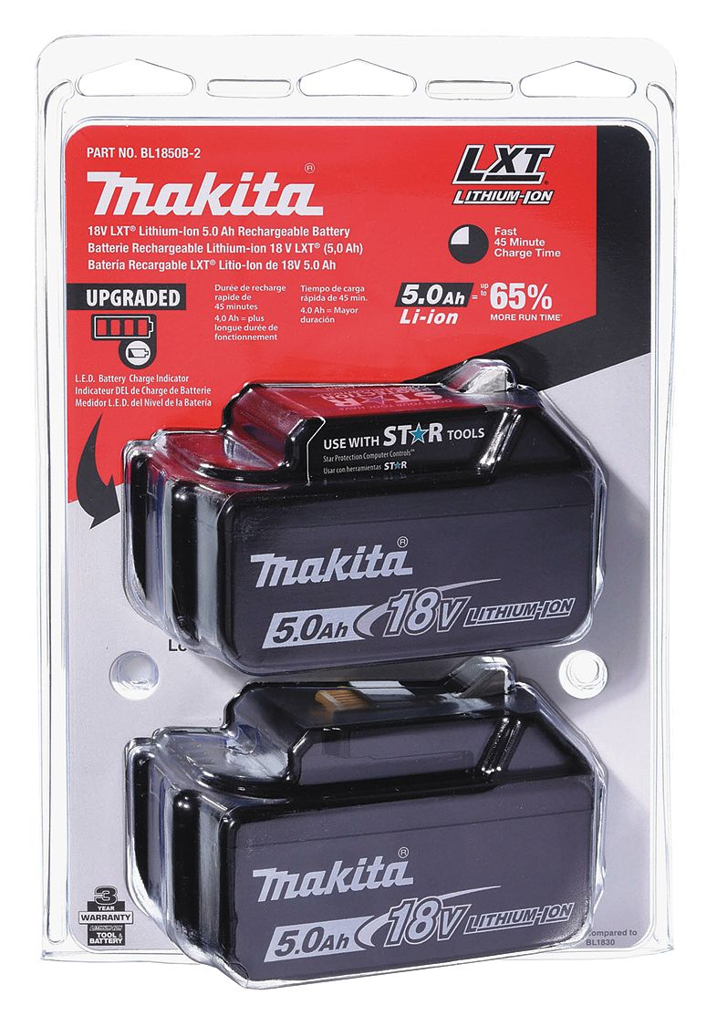 Makita 18V LXT Lithium-Ion 5.0Ah Battery, 1.4 Pounds, Model Name