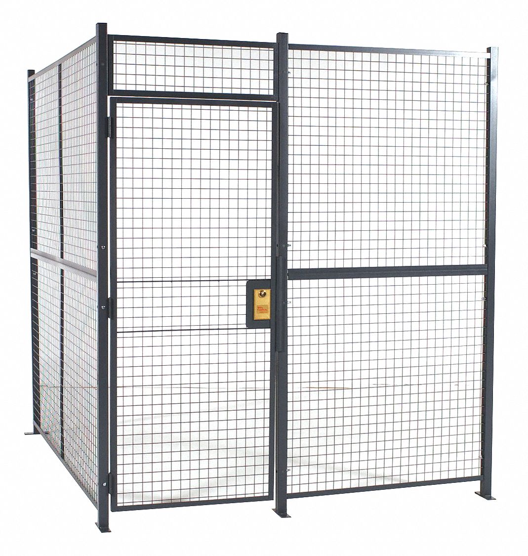 Welded Partition Cage: 16 ft x 16 ft 8 ft, Gray, 2 Sides, Powder-Coated, 16 ft x 16 ft