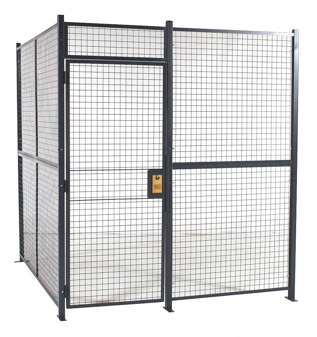 Welded Partition Cage: 8 ft x 10 ft 10 ft, Gray, 4 Sides, Powder-Coated, 8 ft x 10 ft