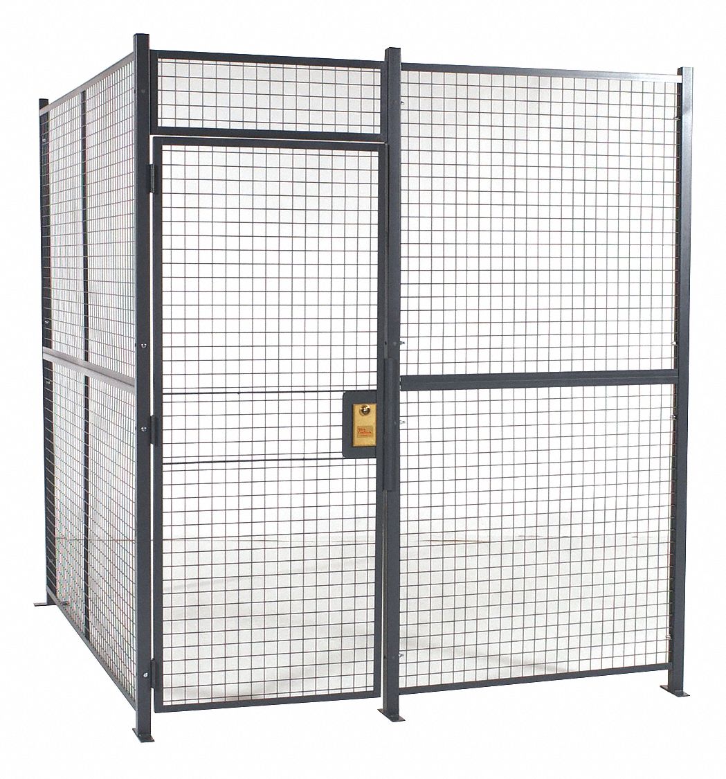 Welded Partition Cage: 8 ft x 10 ft 8 ft, Gray, 4 Sides, Powder-Coated, 8 ft x 10 ft