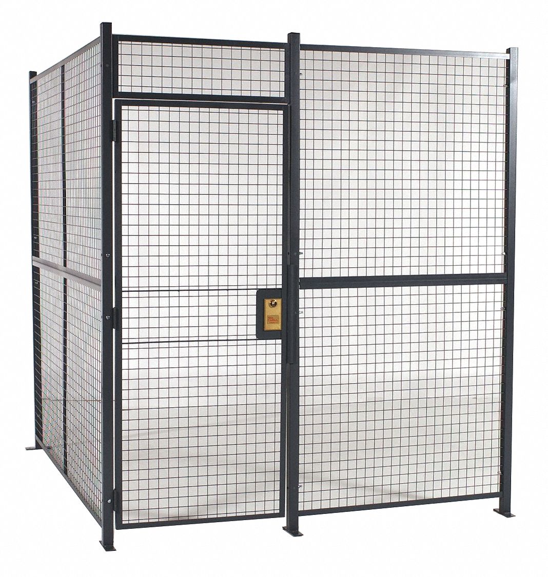 Welded Partition Cage: 8 ft W x 10 ft D 8 ft H, Gray, 2 Sides, Powder-Coated