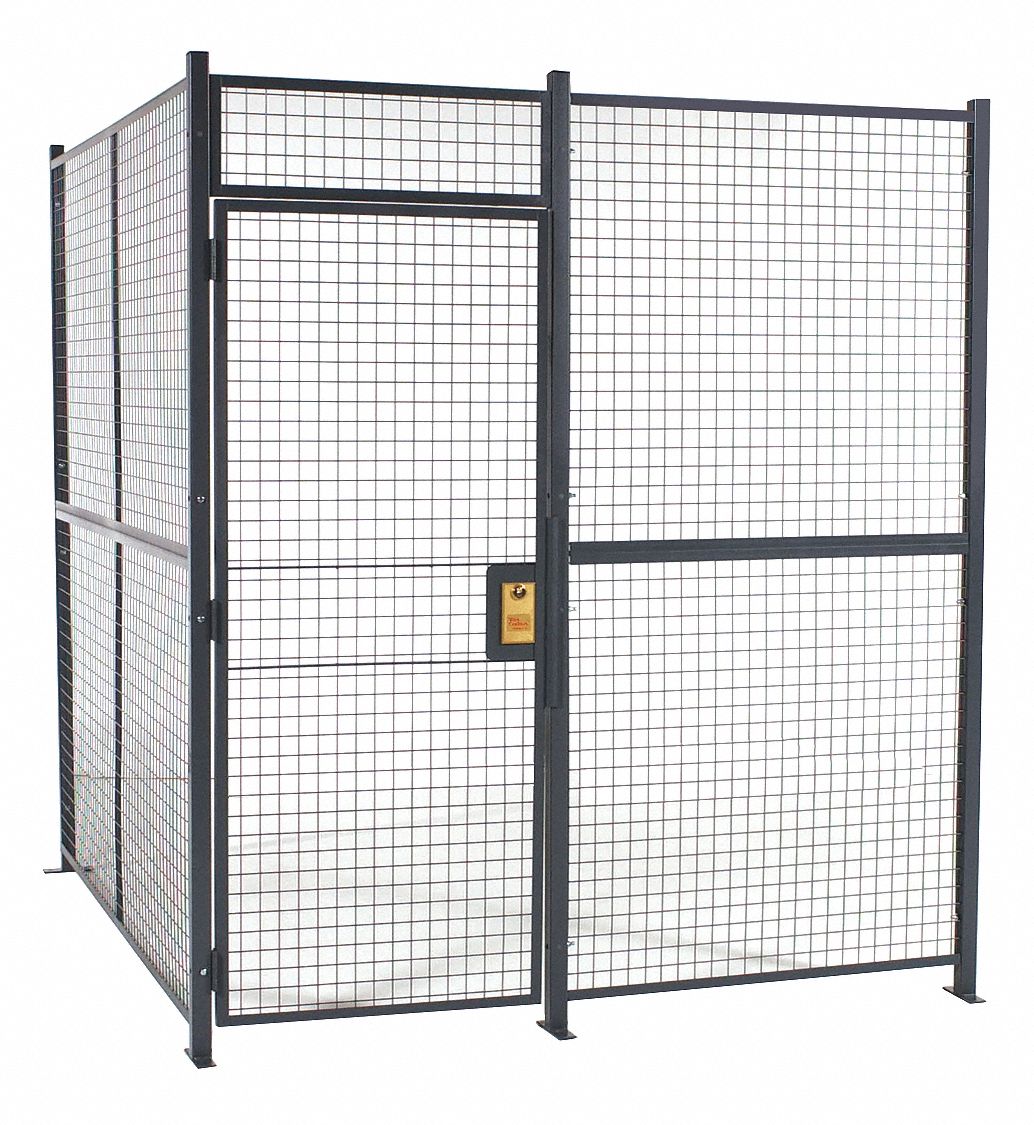 Welded Partition Cage: 20 ft x 20 ft 10 ft, Gray, 4 Sides, Powder-Coated, 20 ft x 20 ft