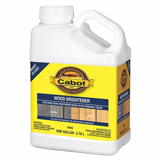 Wood Brightener: For Wood, Unfinished, Oil, Clear, 1 gal Size