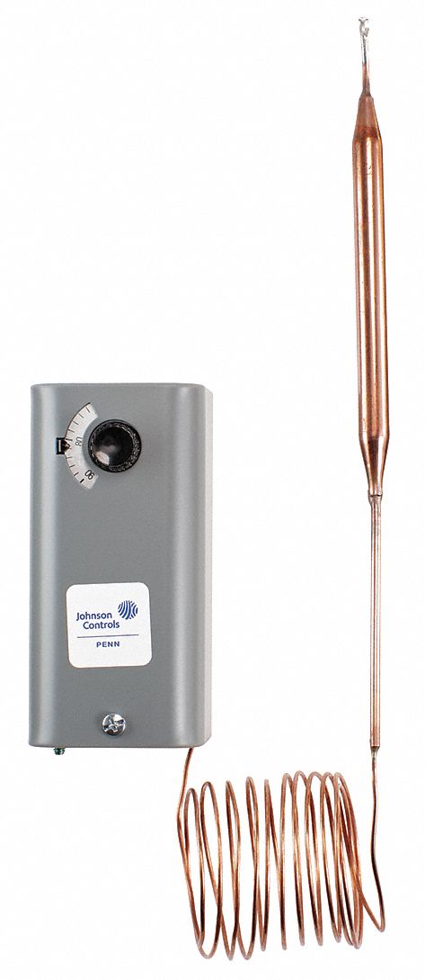LINE VOLT MECHANICAL THERMOSTAT, 40 °  TO 90 ° F, STEEL, ADJUSTABLE, 3½ ° /2 °  TO 7 ° F
