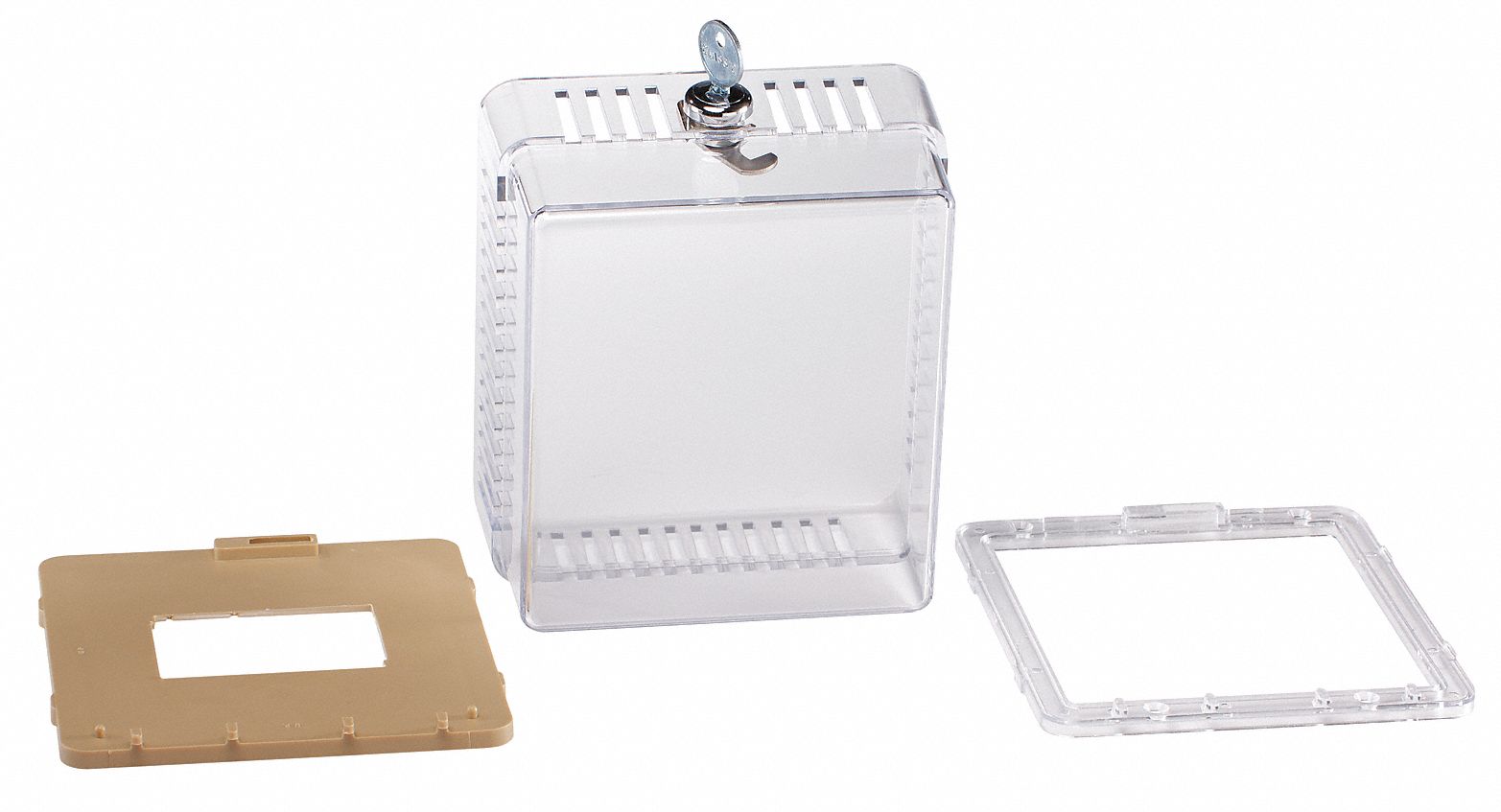 PNEUMATIC THERMOSTAT PLASTIC GUARD, HINGED, CLEAR, SOLID BASE, DOUBLE WALL