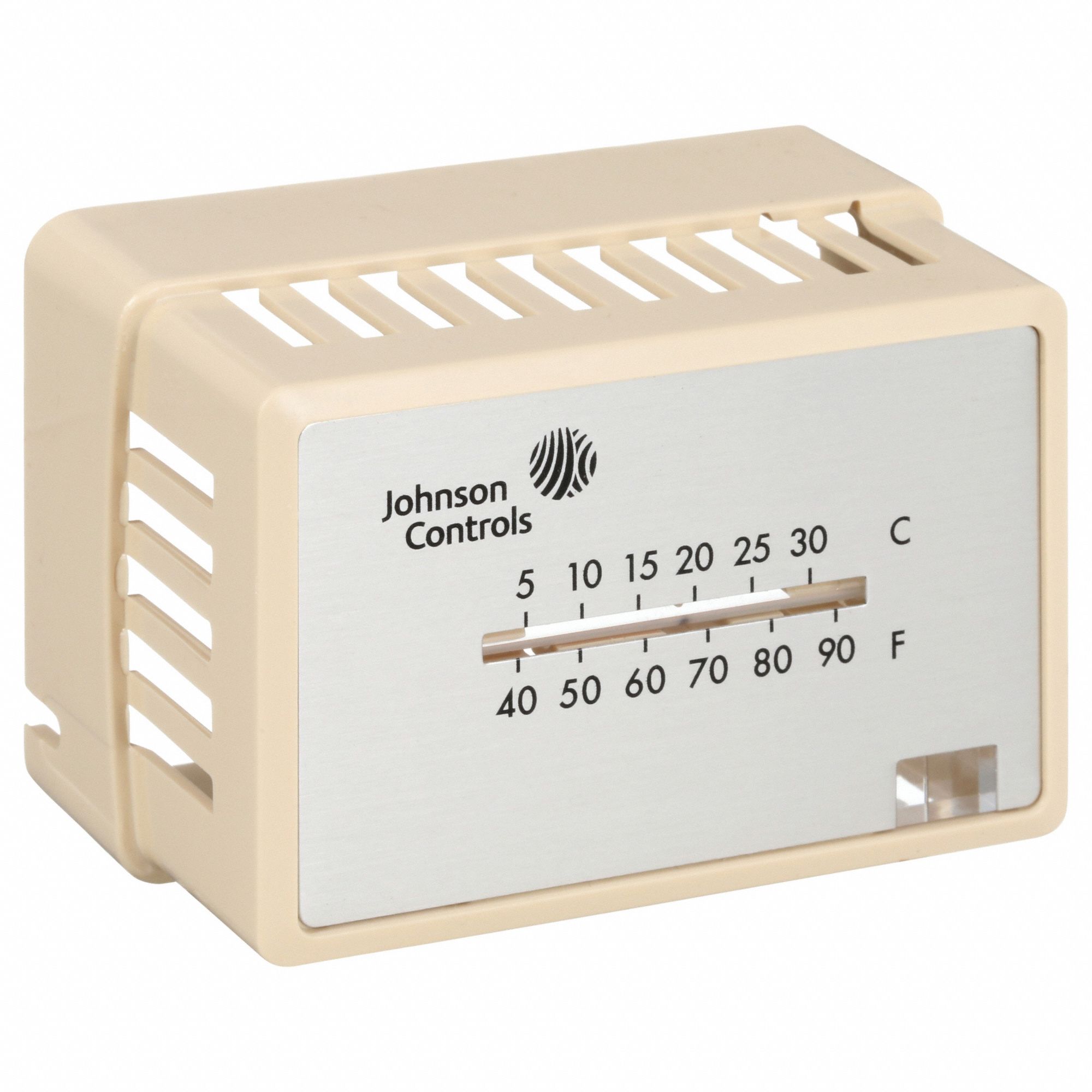 Thermostat Cover: For Johnson Controls T-4000, Cover with Thermometer, Setpoint Window, and Logo