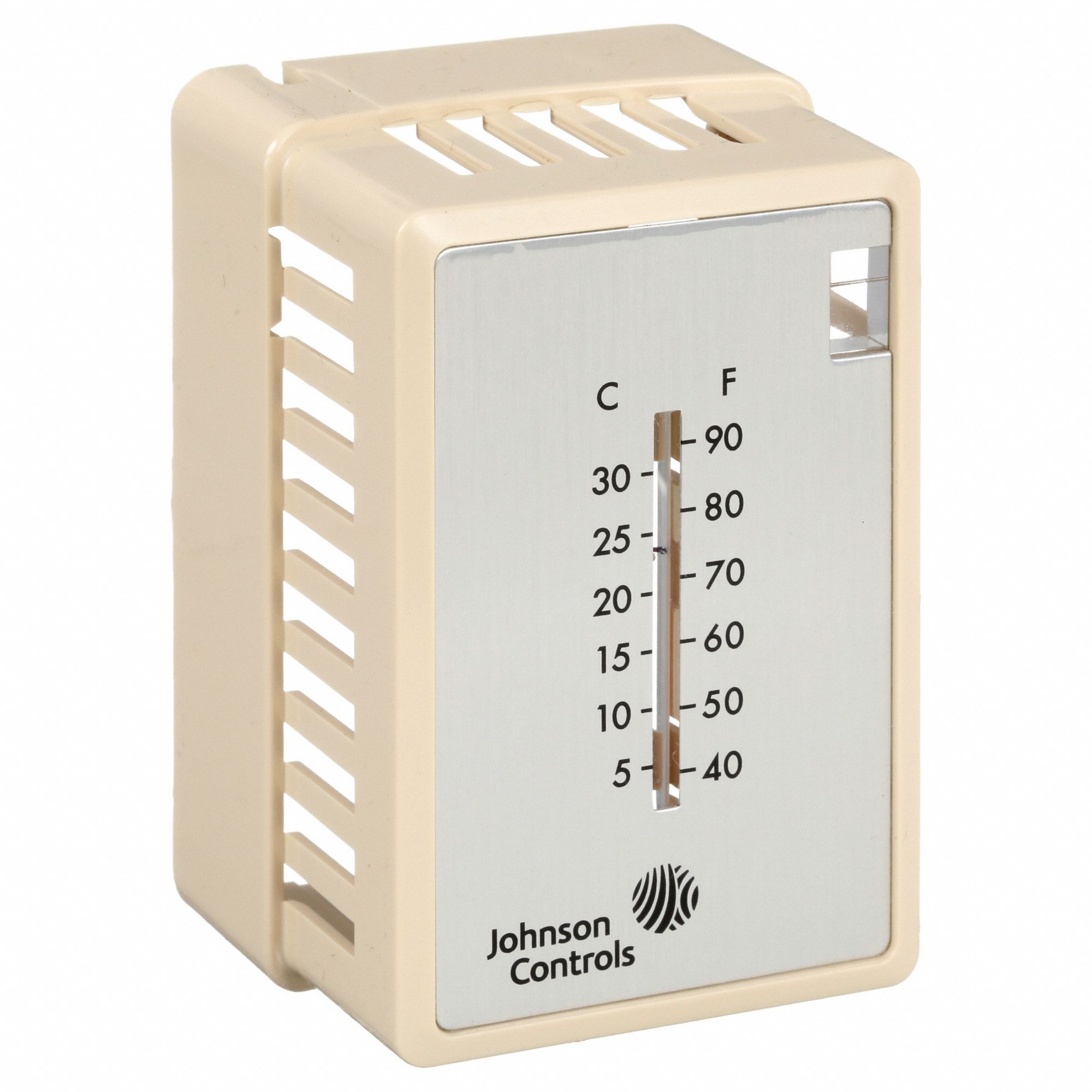 Thermostat Cover: For Johnson Controls T-4000, Cover with Thermometer, Setpoint Window, and Logo