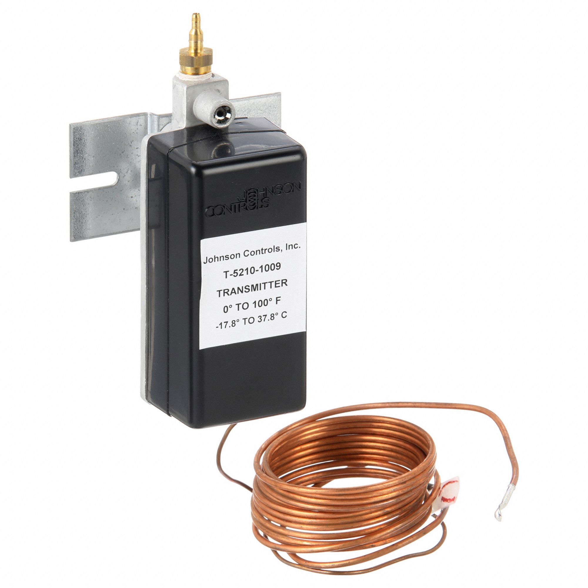 Pneumatic Temperature Transmitter: Remote Bulb Element, 0°F to 100°F, 20 psi to 25 psi, 1/8 in Barb