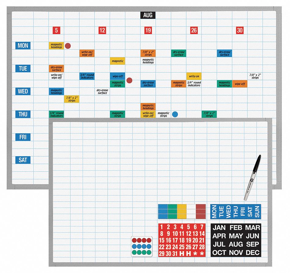Magna Visual AC-4872MR Calendar Board, w/Magnetic Strips, 4x6 ft.