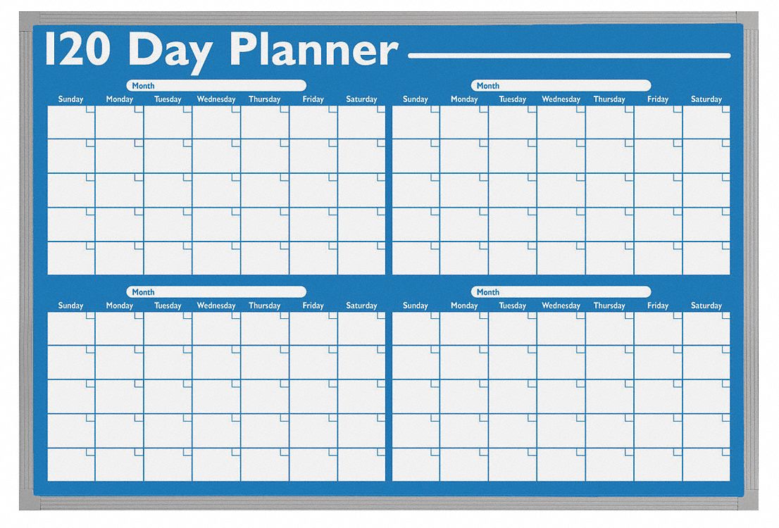 Calendar Planning Board: 24 in Board Ht - Side 1, 36 in Board Wd - Side 1, Melamine, Not Adj