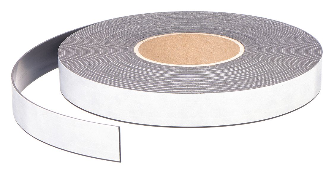 ADHESIVE MAGNETIC STRIP,50FT L X 1/2IN W