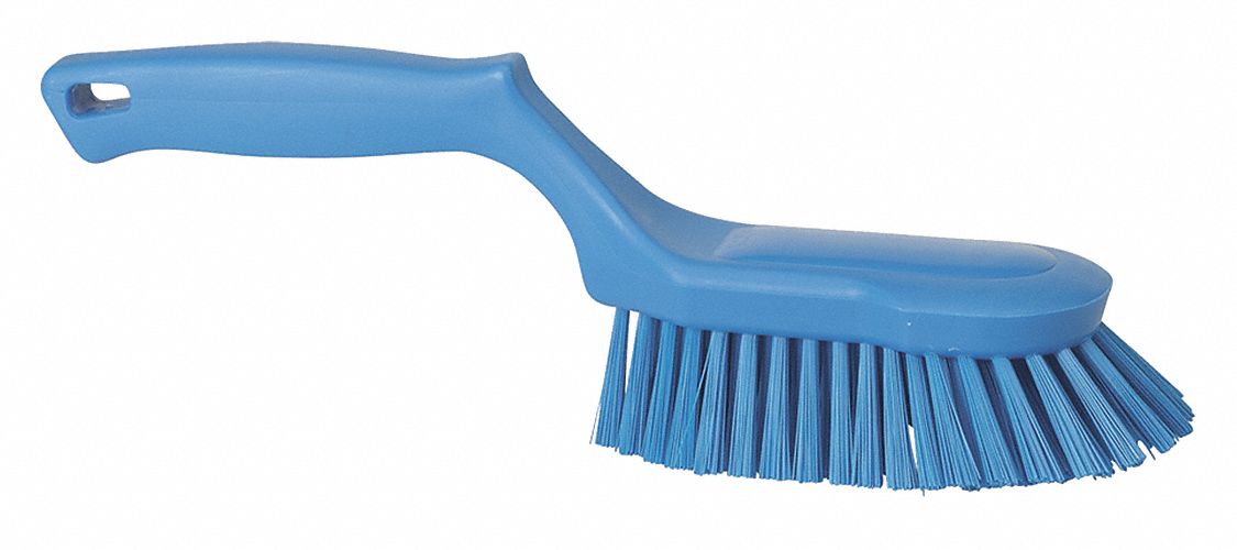 VIKAN 12 1/2 inL Polyester Short Handle Scrub Brush, Blue 38Y484