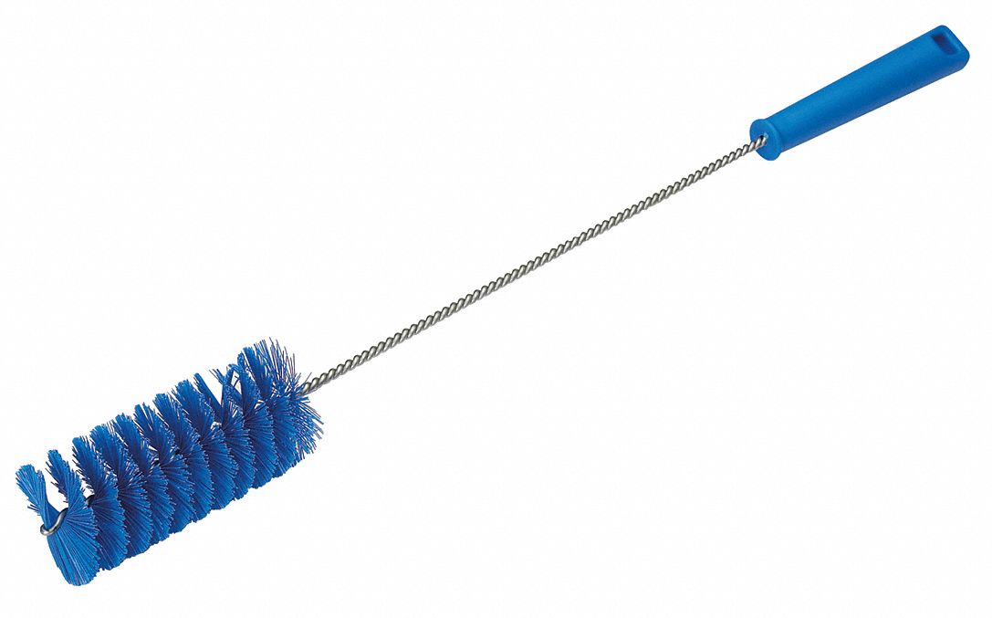 TUBE AND VALVE BRUSH, STRAIGHT HANDLE, POLYESTER BRISTLE, BLUE, 1.97 IN BRUSH DIAMETER