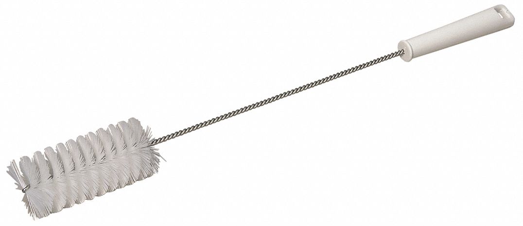 TUBE AND VALVE BRUSH, STRAIGHT HANDLE, POLYESTER BRISTLE, WHITE, 1.97 IN BRUSH DIA