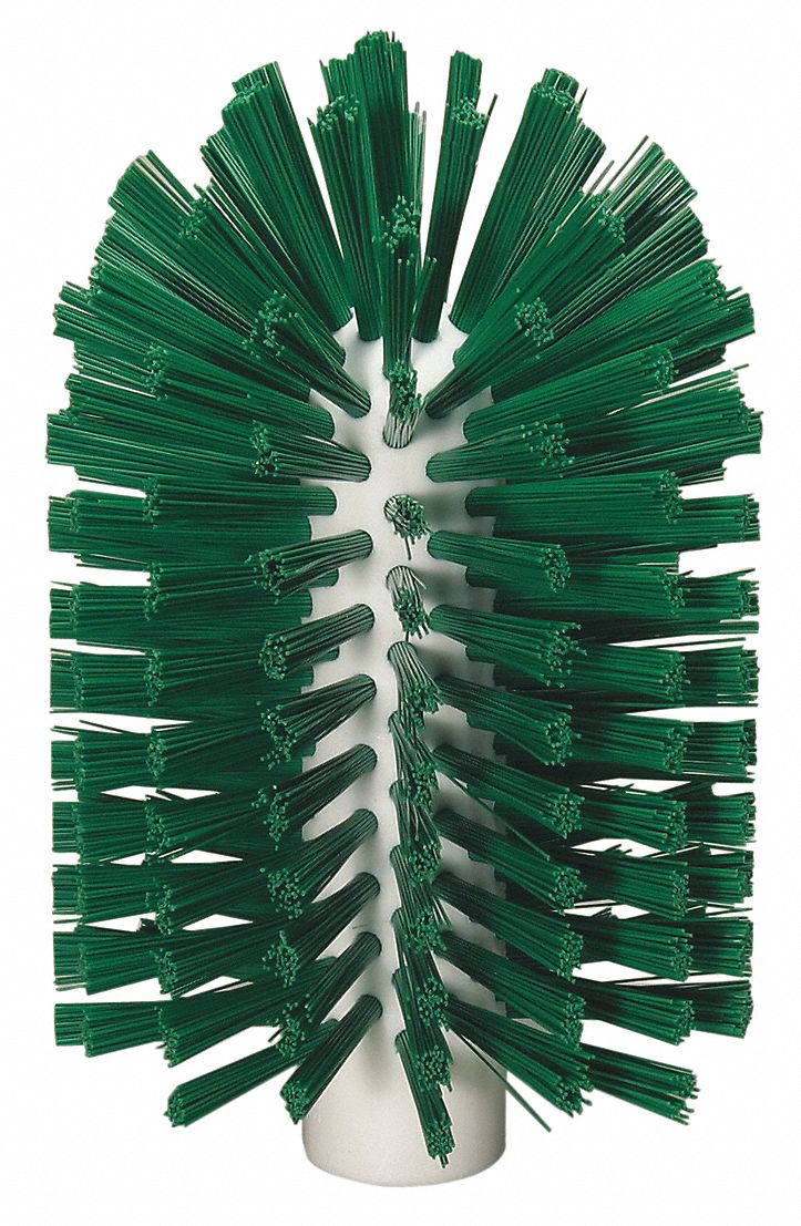 TUBE AND PIPE BRUSH, POLYESTER BRISTLE, GREEN, 4 IN BRUSH DIAMETER, 6 IN BRUSH L