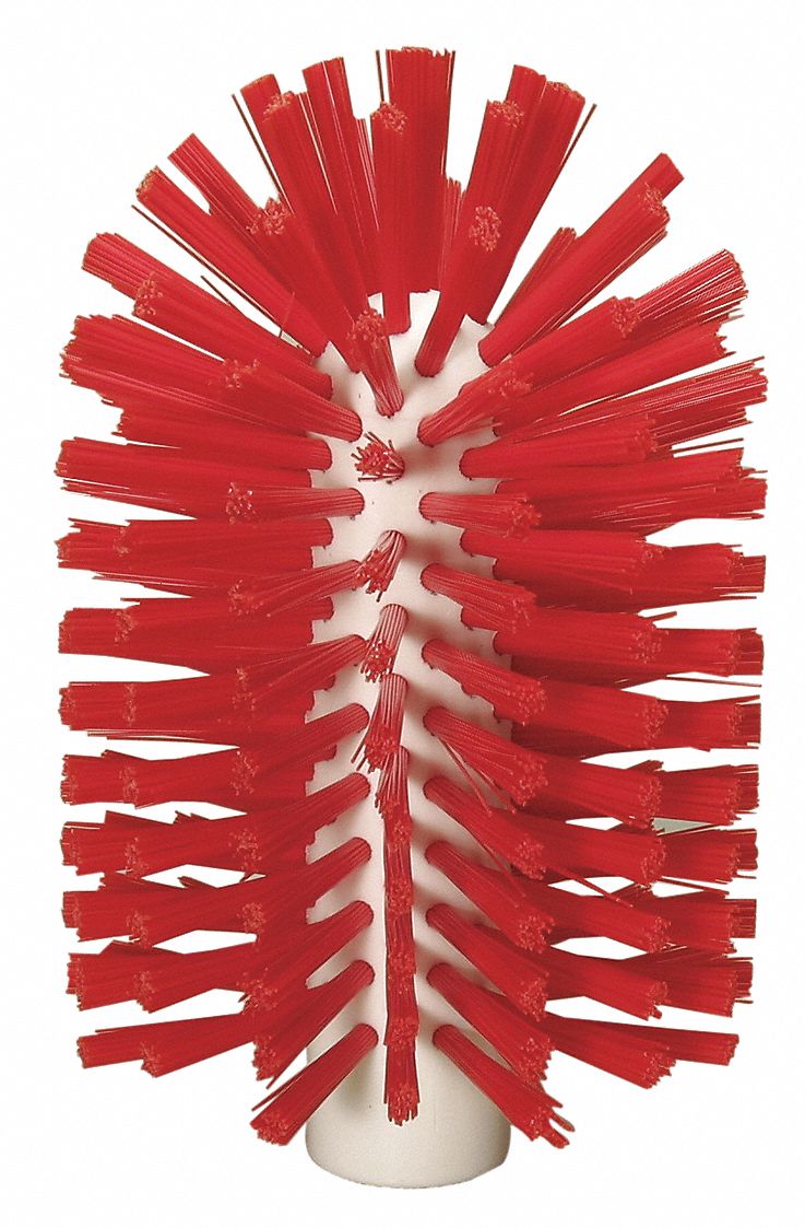 TUBE AND PIPE BRUSH, POLYESTER BRISTLE, RED, 4 IN BRUSH DIAMETER, 6 IN BRUSH L