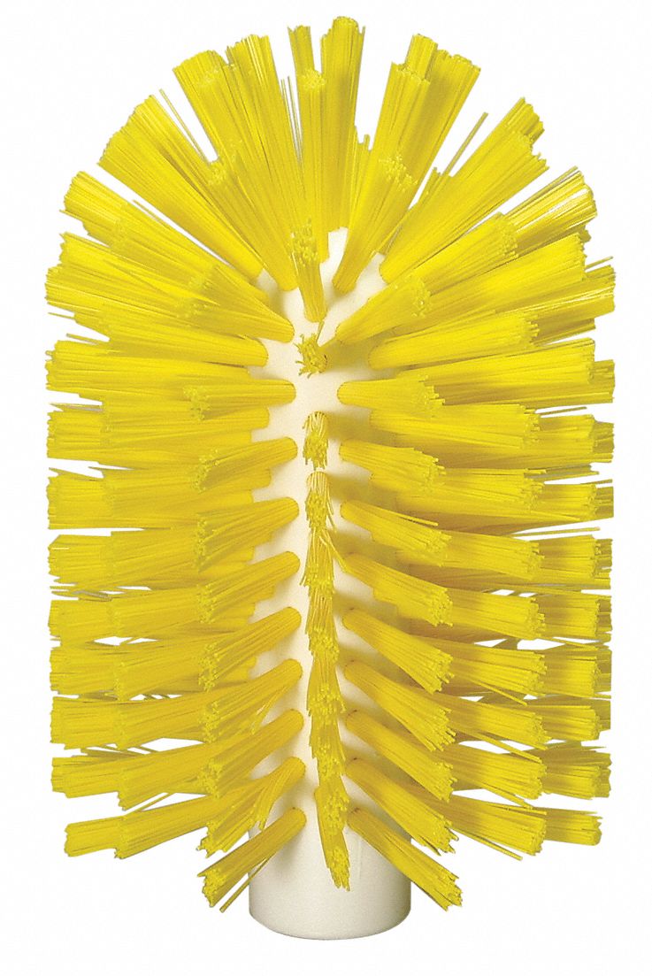 TUBE AND PIPE BRUSH, POLYESTER BRISTLE, YELLOW, 4 IN BRUSH DIAMETER, 6 IN BRUSH L