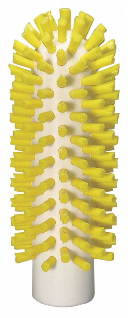 Tube and Pipe Brush: Polyester Bristle, Yellow, 2 in Brush Dia, 5 1/4 in Brush Lg
