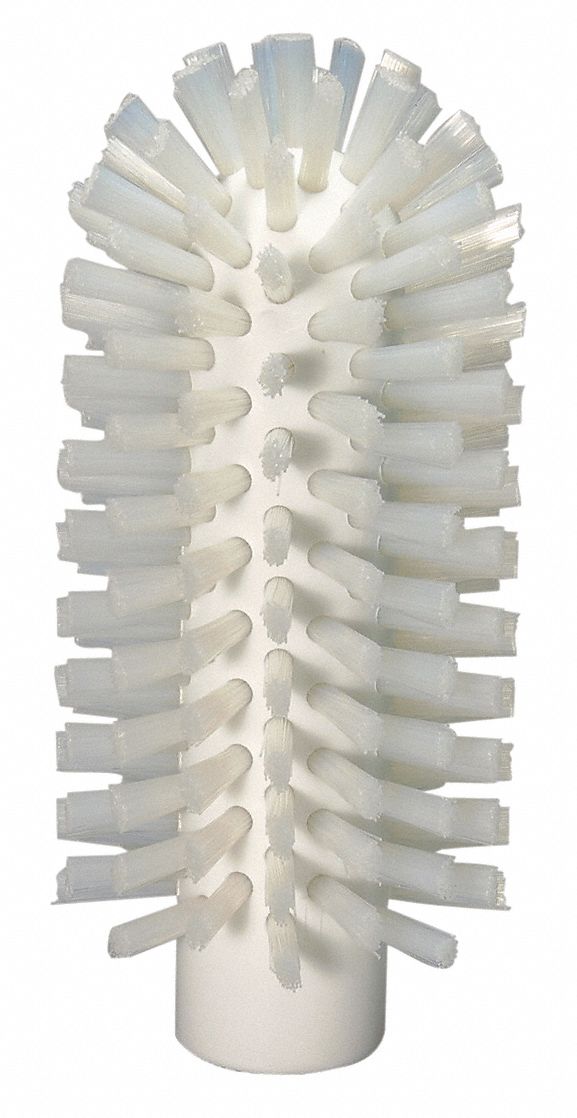 Tube and Pipe Brush: Polyester Bristle, White, 2.5 in Brush Dia, 5 3/4 in Brush Lg