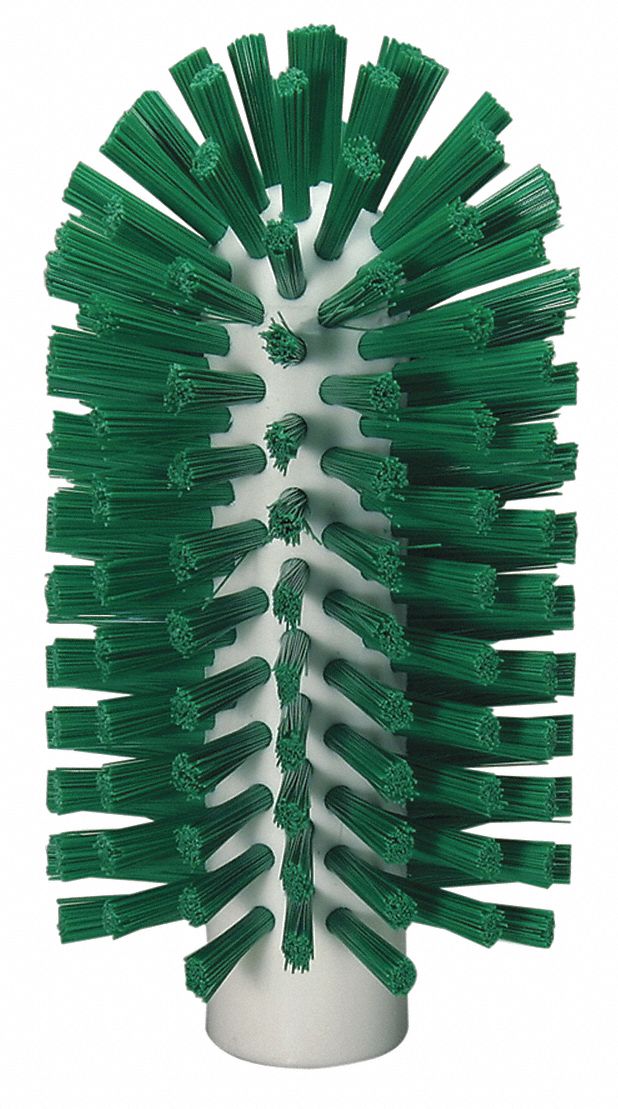 TUBE AND PIPE BRUSH, POLYESTER BRISTLE, GREEN, 3 IN BRUSH DIAMETER, 5½ IN BRUSH L