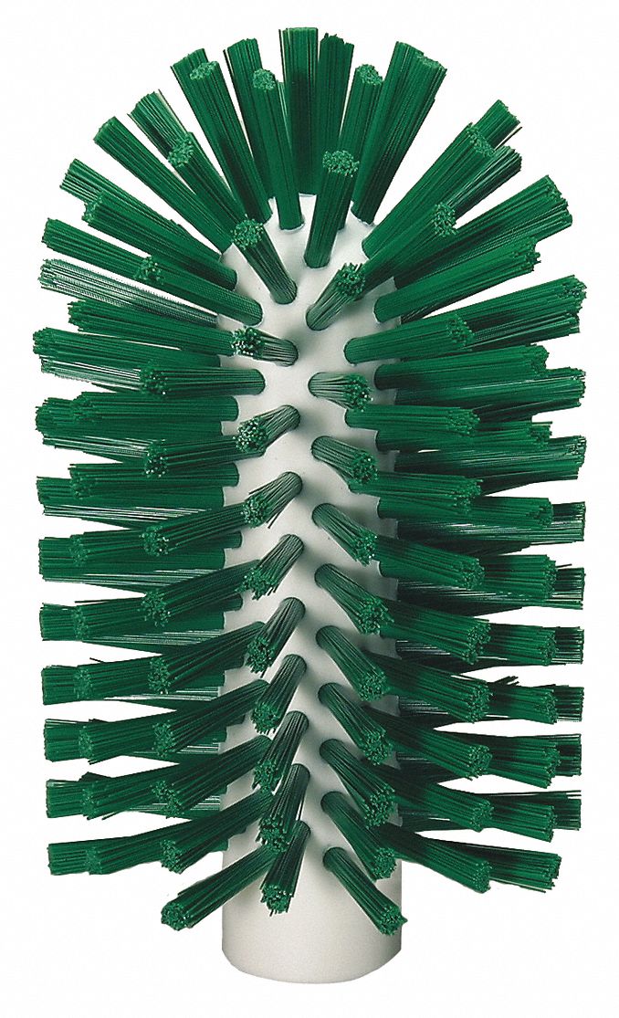 TUBE AND PIPE BRUSH, POLYESTER BRISTLE, GREEN, 3.5 IN BRUSH DIAMETER, 5¾ IN BRUSH L