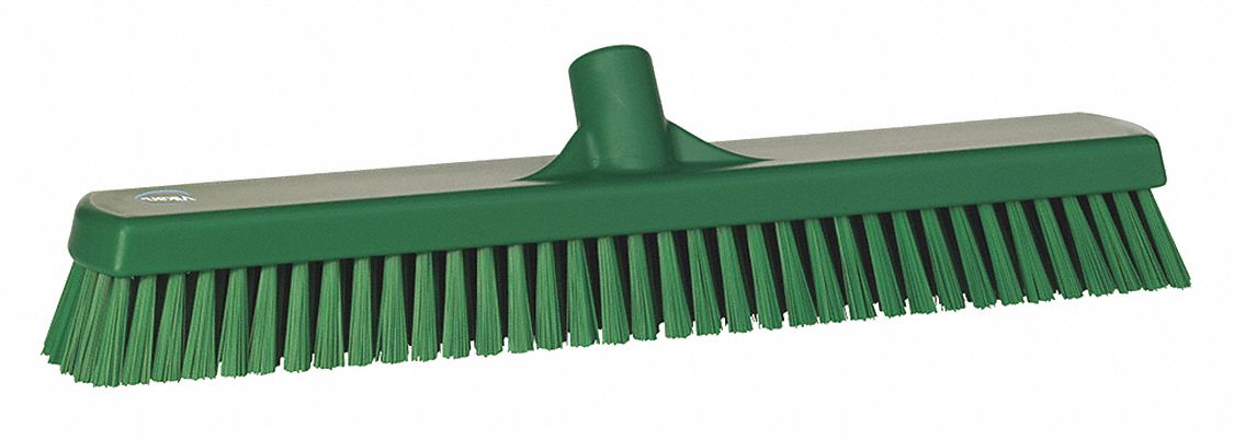 DECK SCRUB BRUSH HEAD, STIFF, POLYESTER, 19 IN BRUSH L, 2⅝ IN HEAD W, GREEN
