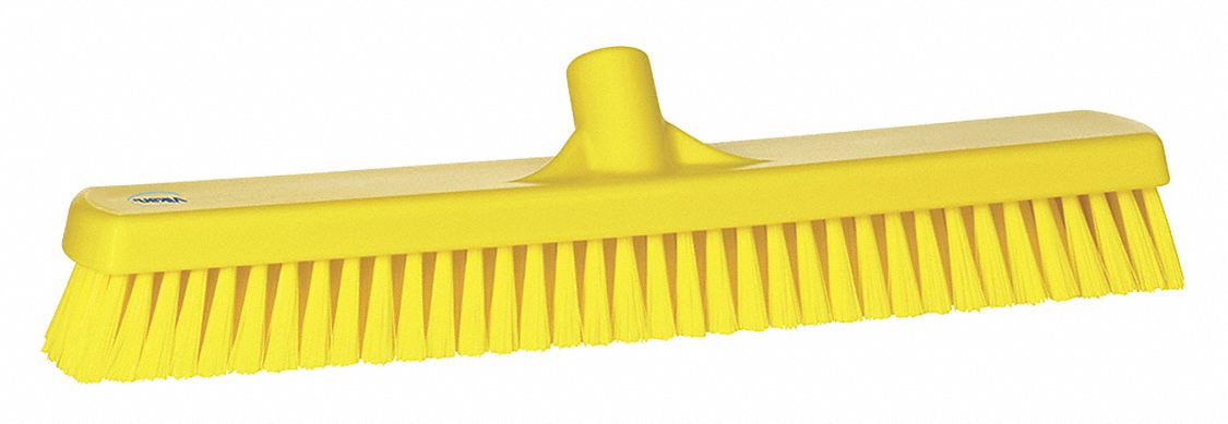 DECK SCRUB BRUSH HEAD, STIFF, POLYESTER, 19 IN BRUSH L, 2⅝ IN HEAD W, YELLOW