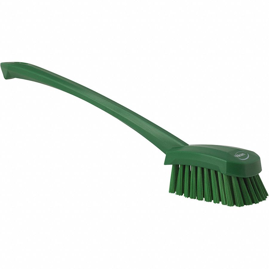 VIKAN 15 3/4 inL Polyester Long Handle Scrub Brush, Green - 38Y663 ...