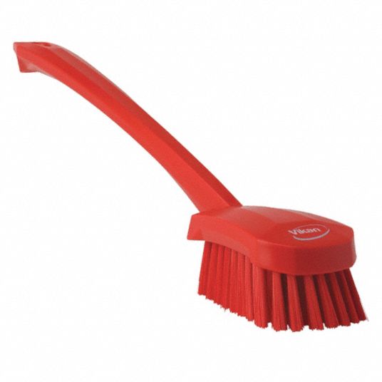 VIKAN 15 3/4 inL Polyester Long Handle Scrub Brush, Red - 38Y665|41824 ...