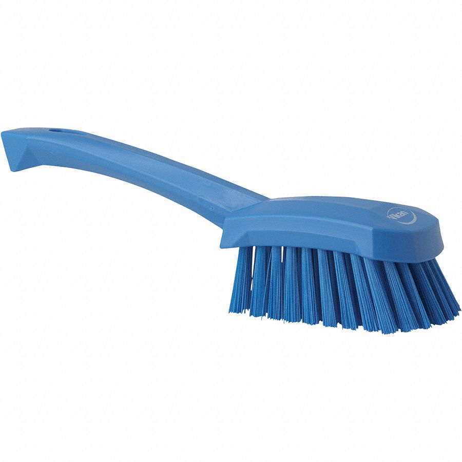 VIKAN 10 inL Polyester Short Handle Scrub Brush, Blue 38Y67441903
