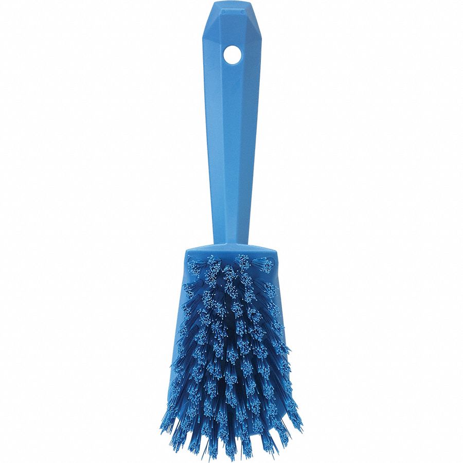 VIKAN 10 inL Polyester Short Handle Scrub Brush, Blue 38Y67941923