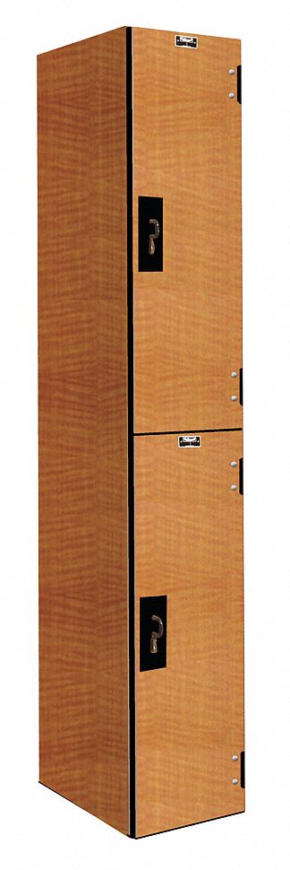Wardrobe Locker: 12 in x 18 in x 72 in, Solid, 2 Tiers, 1 Units Wide, Padlock Hasp, Wood