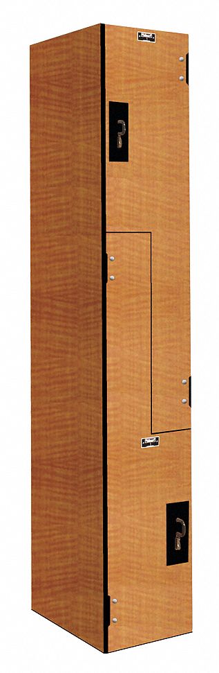 Wardrobe Z Locker: 12 in x 18 in x 72 in, Solid, 2 Tiers, 1 Units Wide, Padlock Hasp, Wood