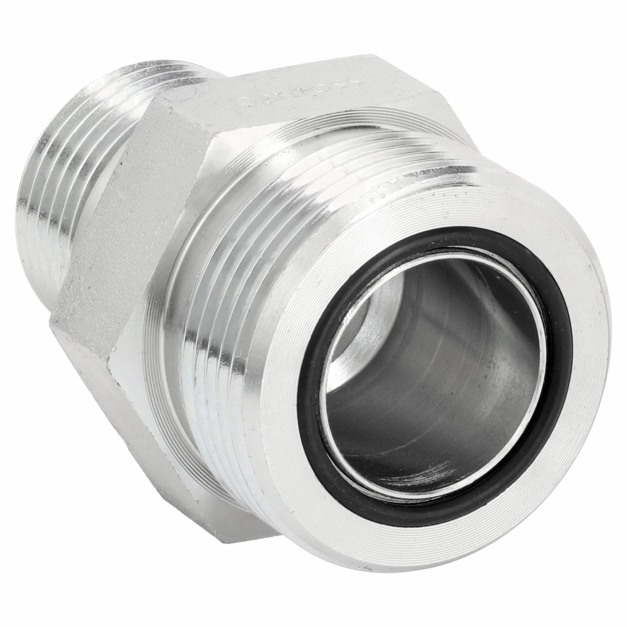 Hydraulic Hose Adapter: 1 1/4 in x 1 in Fitting Size, Male x Male, ORS x ORB, Rigid, Straight