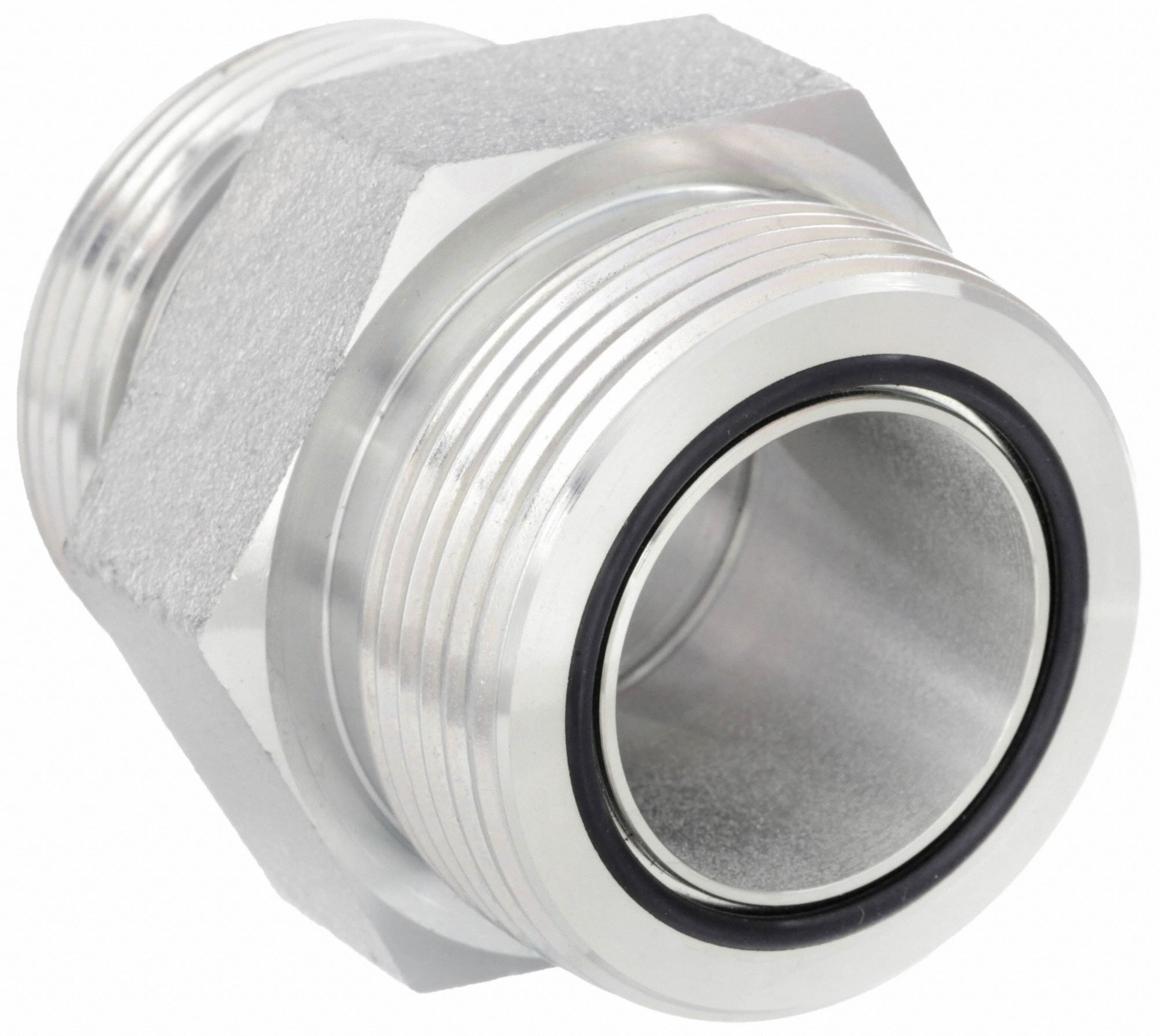 Hydraulic Hose Adapter: 1 1/4 in x 1 1/4 in Fitting Size, Male x Male, ORS x ORB, Rigid, Straight