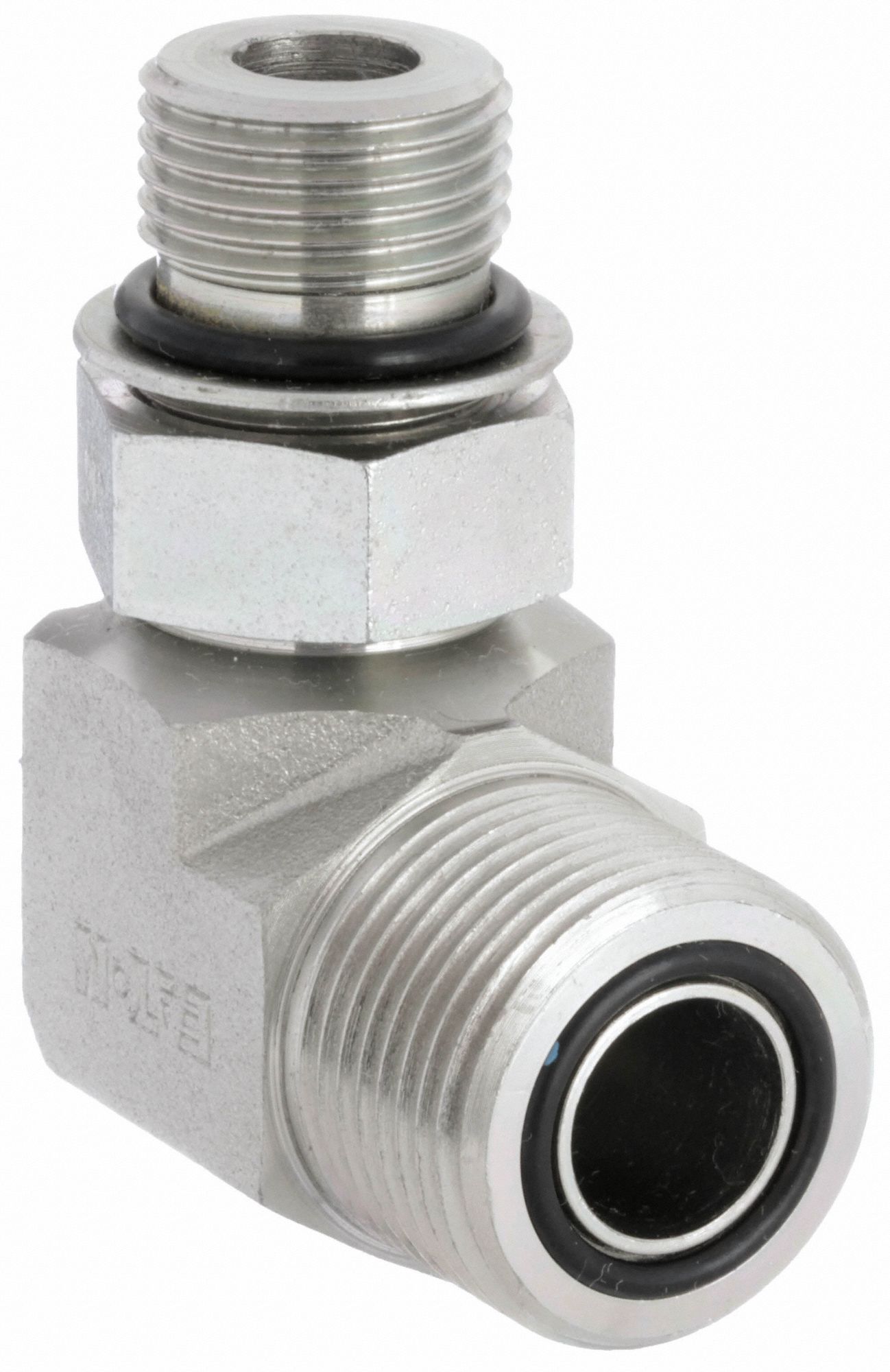 Hydraulic Hose Adapter: 1 1/4 in x 1 1/4 in Fitting Size, Male x Male, ORS x ORB, Rigid, 90° Elbow
