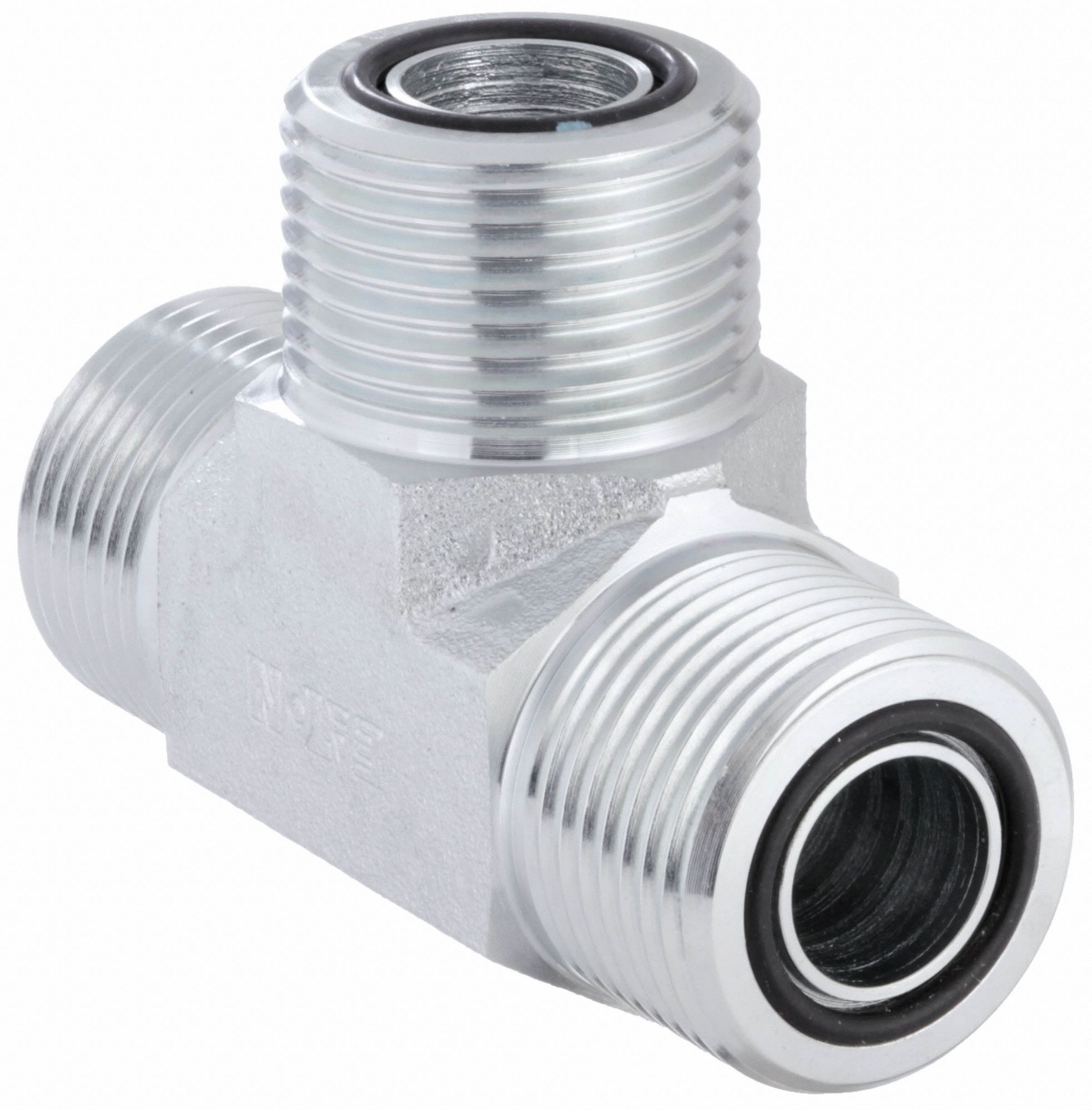 Hydraulic Hose Adapter: 5/8 in x 5/8 in x 5/8 in Fitting Size, Male x Male x Male, ORS x ORS x ORS