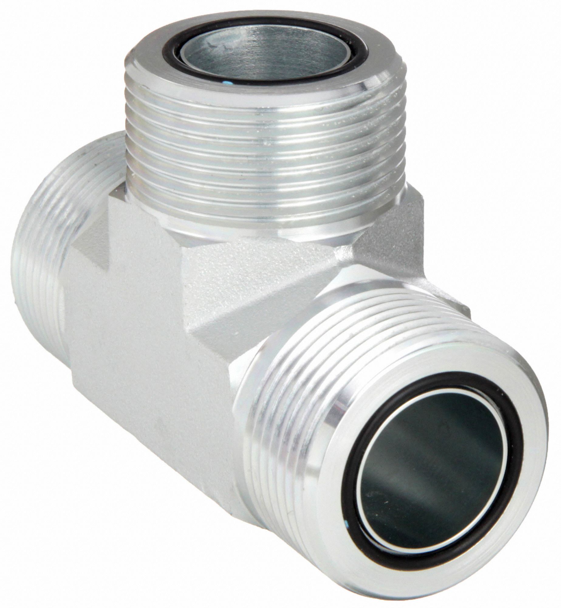 Hydraulic Hose Adapter: 1 1/4 in x 1 1/4 in x 1 1/4 in Fitting Size, Male x  Male x Male, Rigid, Tee