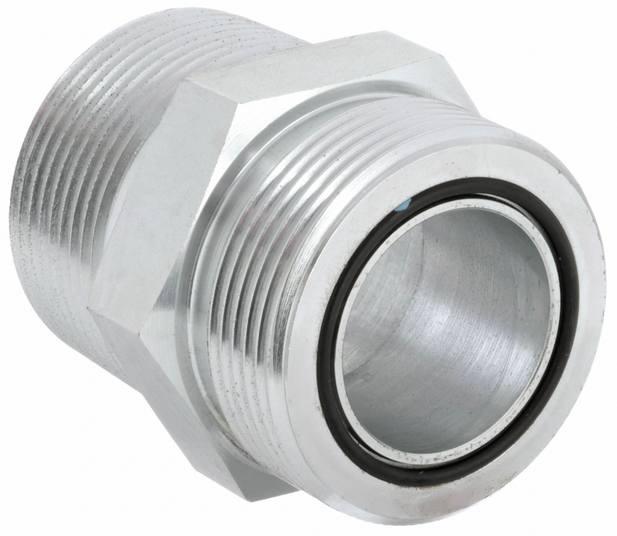 Hydraulic Hose Adapter: 1 1/4 in x 1 1/4 in Fitting Size, Male x Male, ORS x NPTF, Rigid, Straight