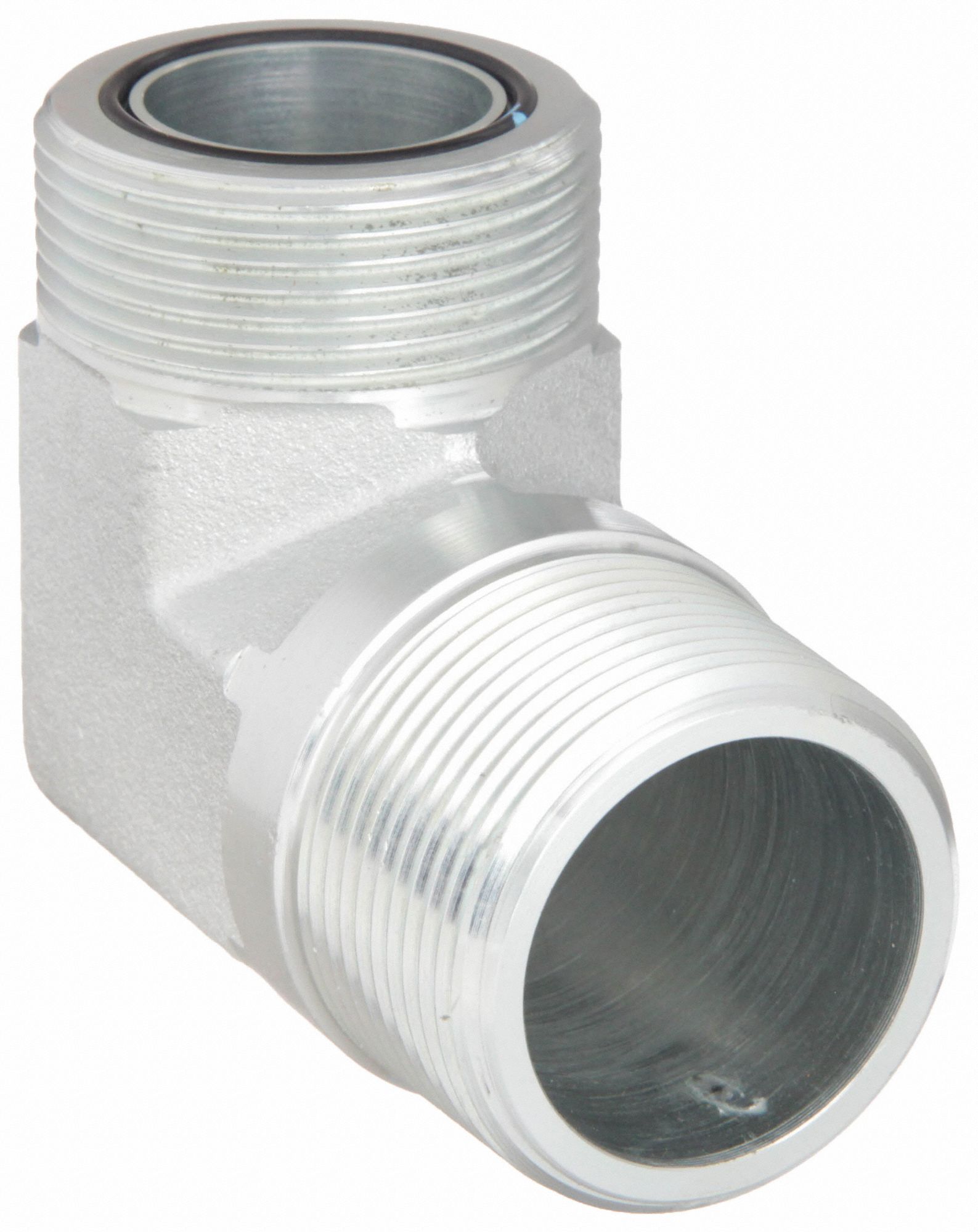 Hydraulic Hose Adapter: 1 1/4 in x 1 1/4 in Fitting Size, Male x Male, ORS x NPTF, Rigid, 90° Elbow