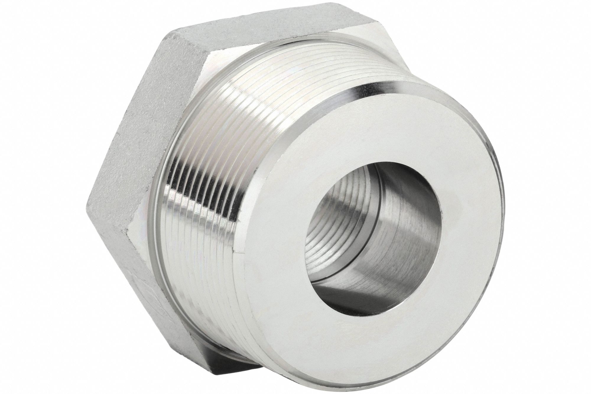 Hydraulic Hose Adapter: 2 in x 1 in Fitting Size, Male x Female, NPTF x NPTF, Rigid, Straight